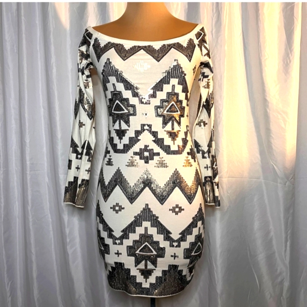 Vintage Black and White‎ Geometric Dress